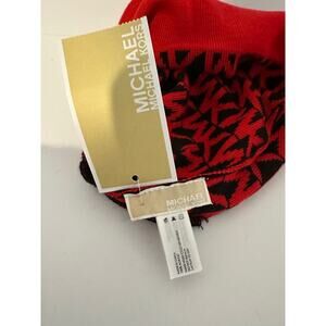 Michael Kors knit winter hat red and black NWT